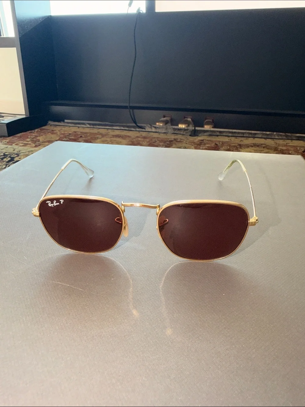 Ray-Ban Polarized Gold Frame Brown Lens Men's Sunglasses - Classic Oval